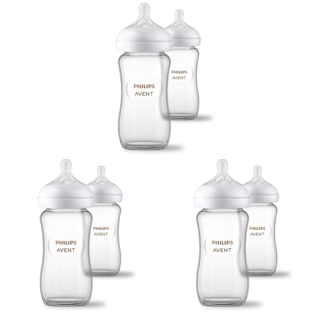 Philips Avent Natural Glass Baby Bottles, Slow Flow, 4 oz, BPA-Free, 4-Pack