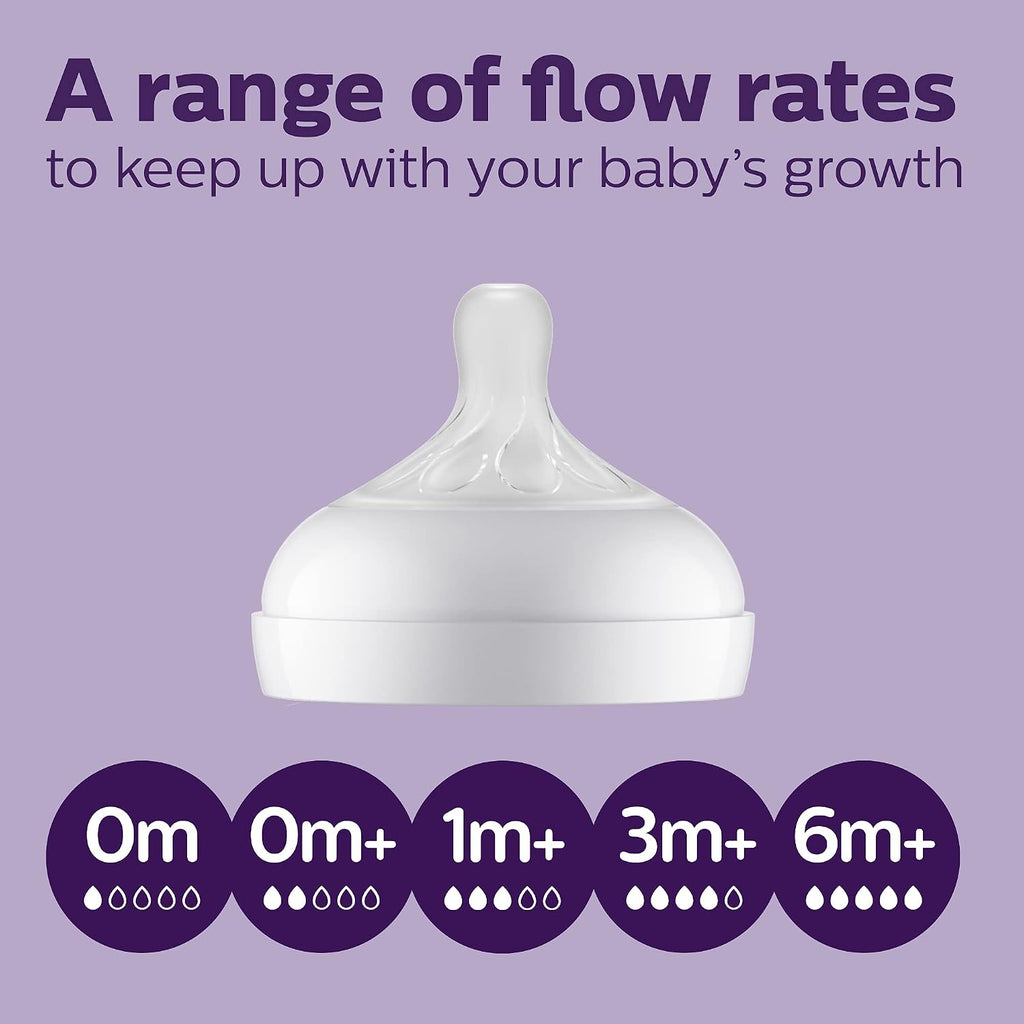 Philips Avent Natural Glass Baby Bottles, Slow Flow, 4 oz, BPA-Free, 4-Pack