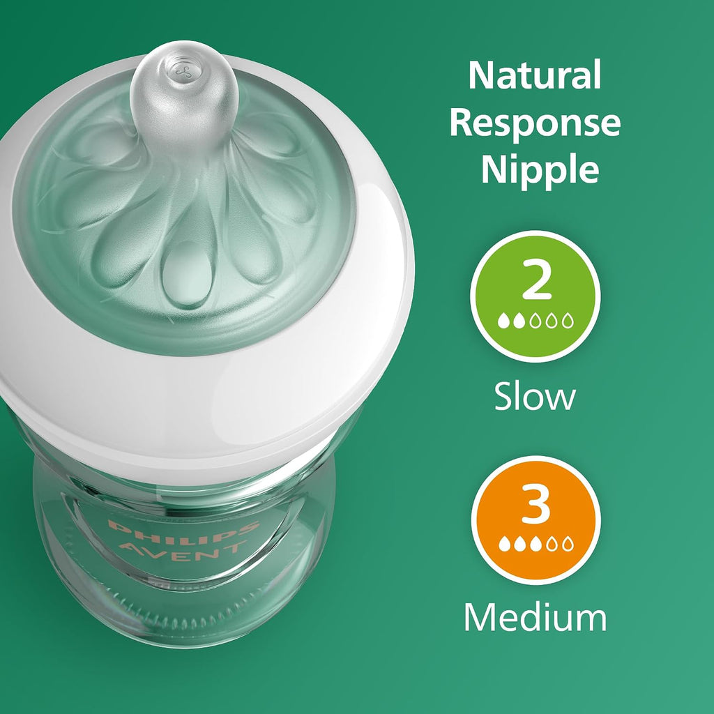 Philips Avent Natural Glass Baby Bottles, Slow Flow, 4 oz, BPA-Free, 4-Pack