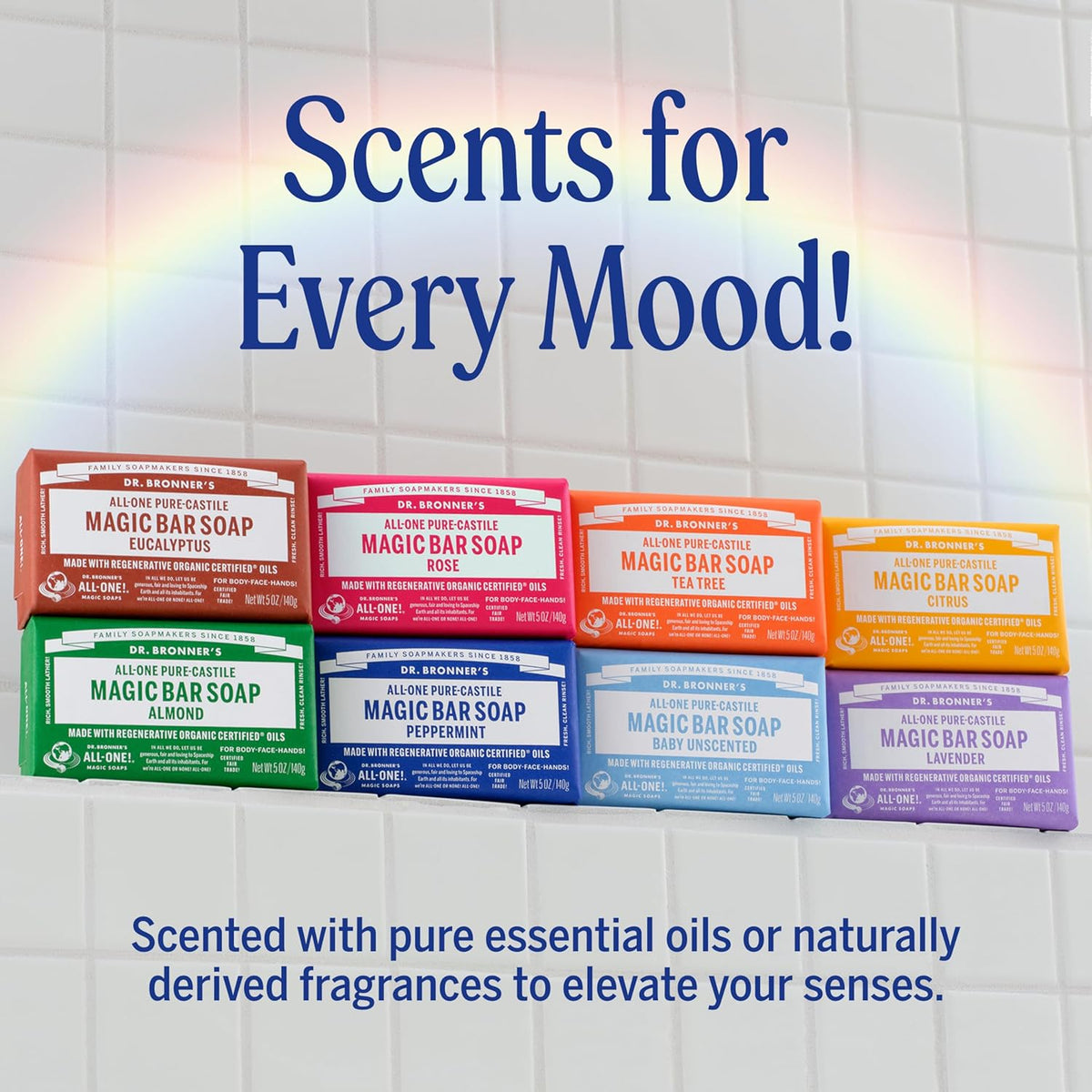 Dr. Bronner's Pure-Castile Bar Soap, Baby Unscented, 5 oz, 2-Pack