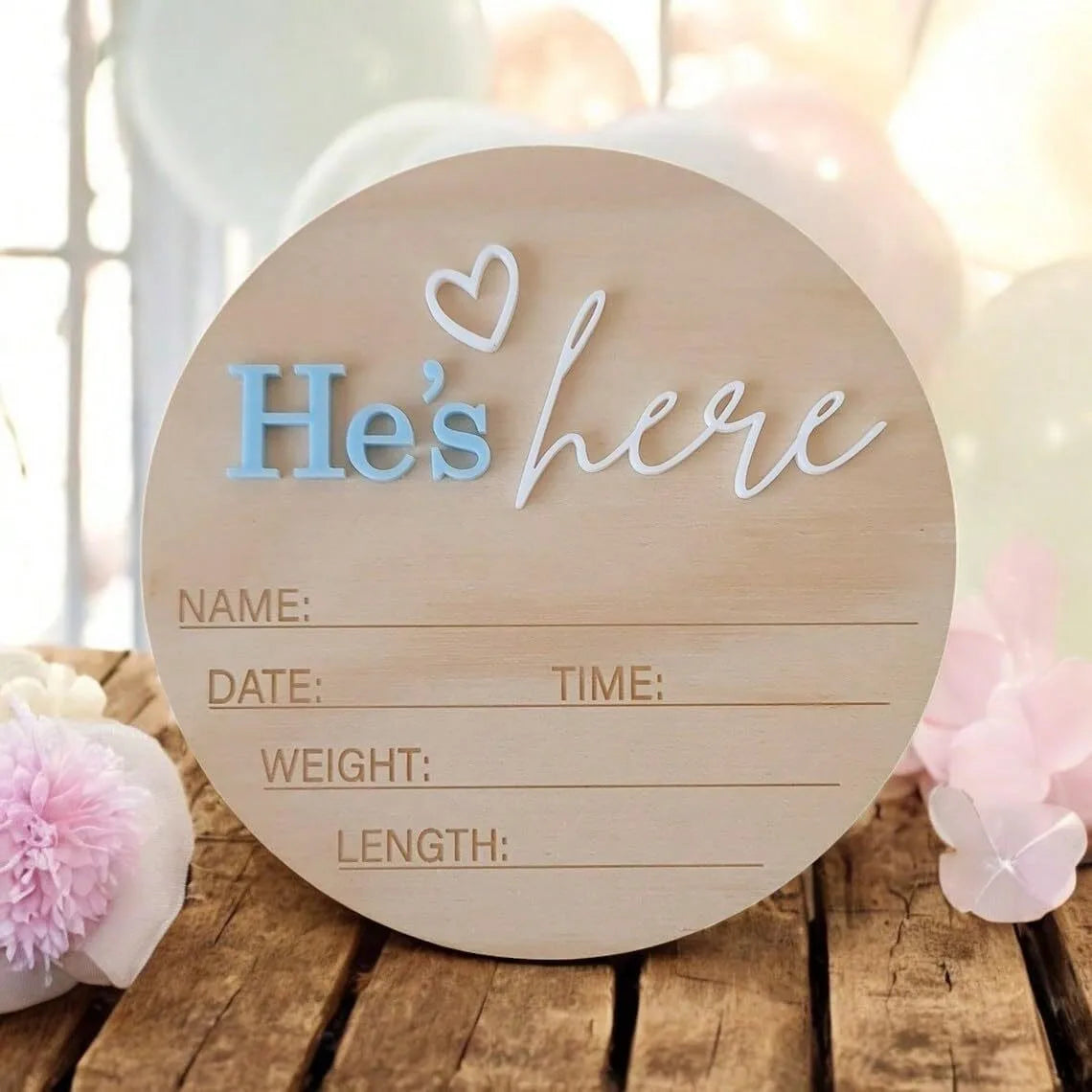 Birth Announcement Sign She's Here Or He's Here