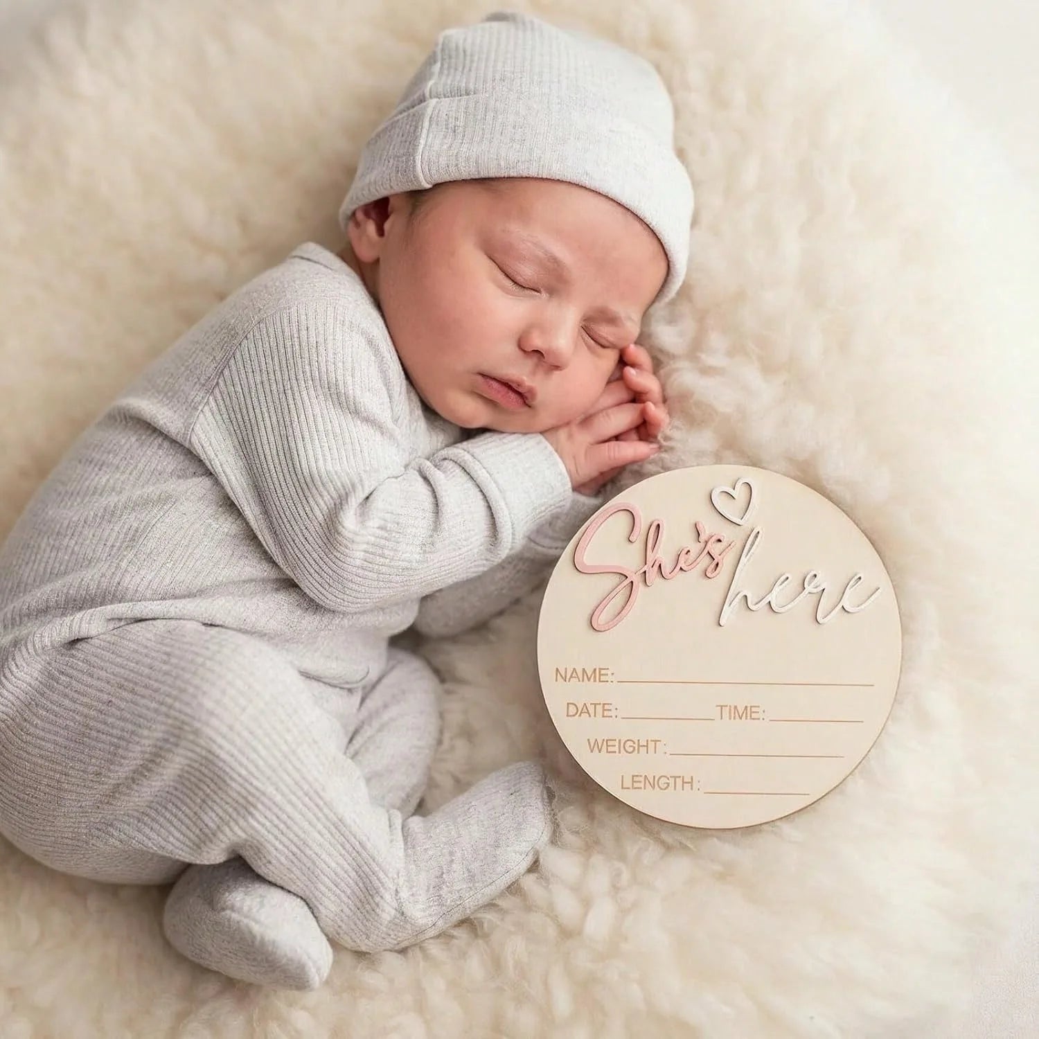Birth Announcement Sign She's Here Or He's Here