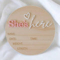 Birth Announcement Sign She's Here Or He's Here