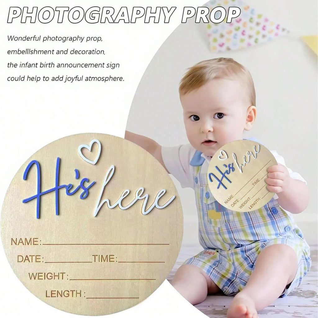 Birth Announcement Sign She's Here Or He's Here
