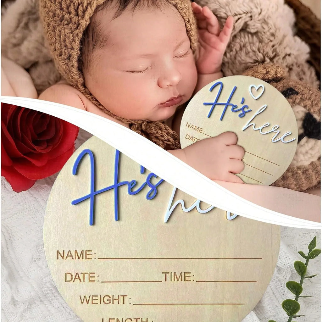 Birth Announcement Sign She's Here Or He's Here
