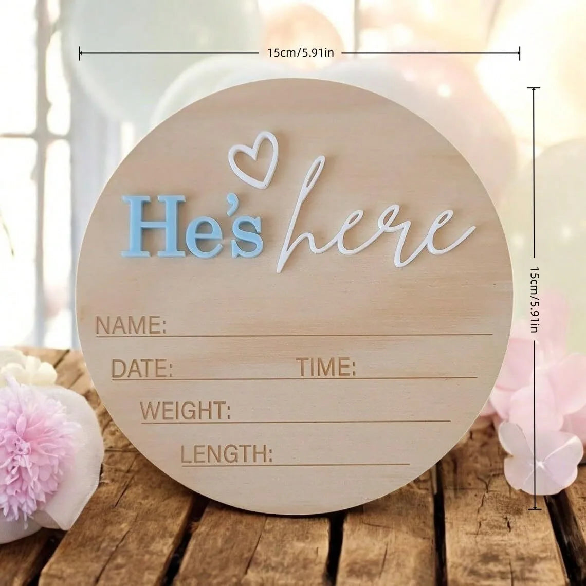 Birth Announcement Sign She's Here Or He's Here