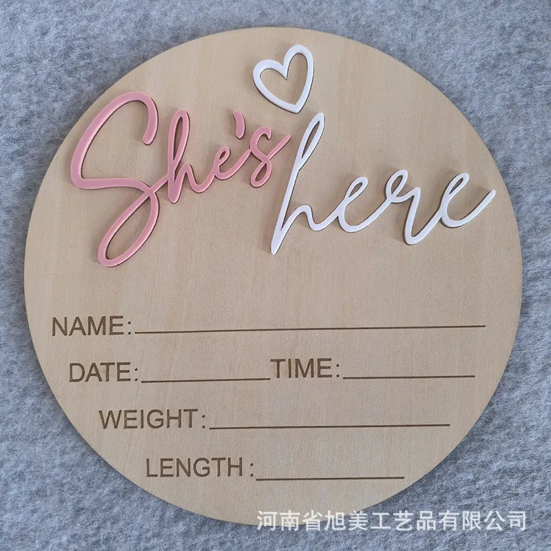 Birth Announcement Sign She's Here Or He's Here