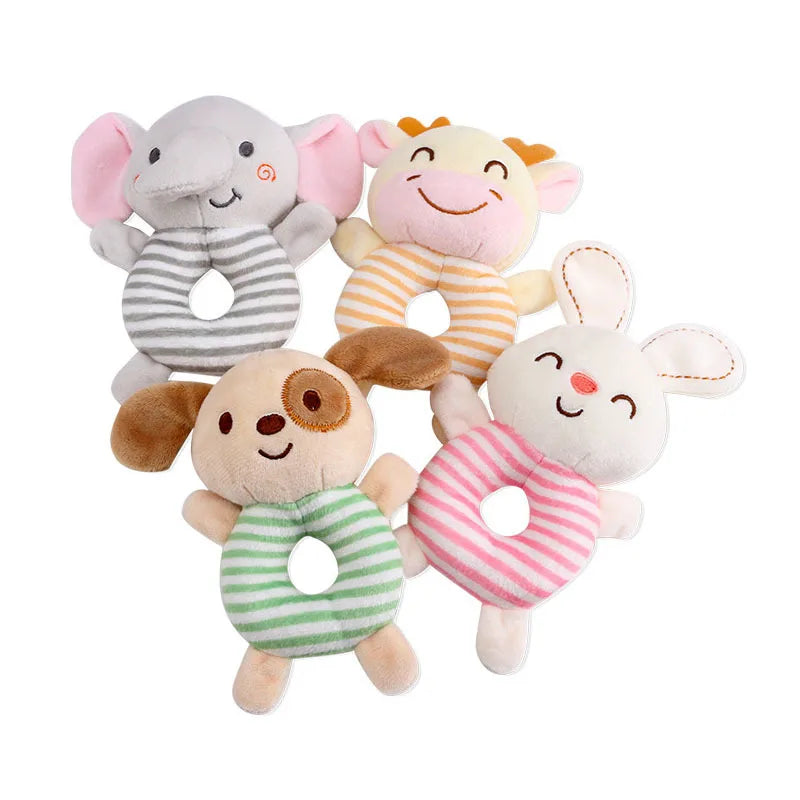 Baby Rattle Toys Cartoon Animals Plush Infant Hand for Newborn 0-24 Months