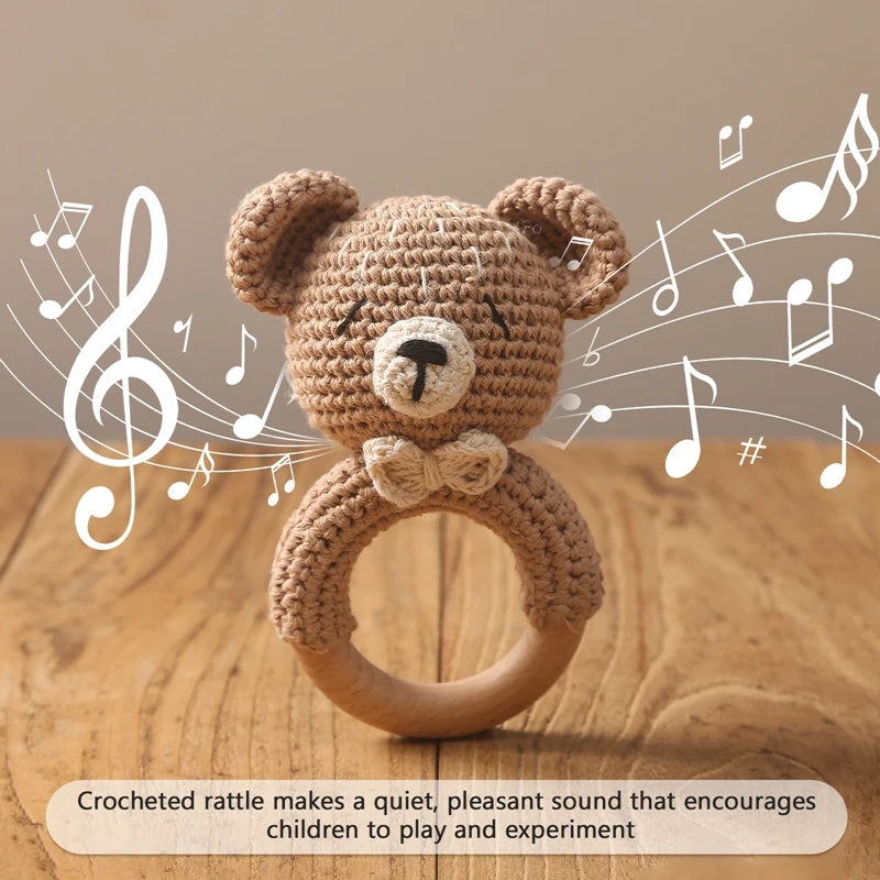 Crochet Animal Bear Rattle Toy Soother