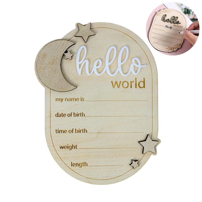 Hello World Newborn Sign Baby Birth Announcement Sign For Hospital