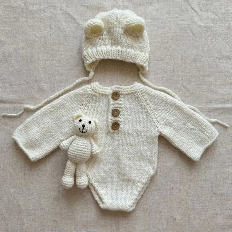 Handmade Knit Newborn Baby Photography Props Cute Bear
