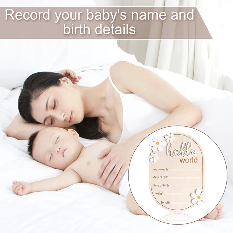 Hello World Newborn Sign Baby Birth Announcement Sign For Hospital
