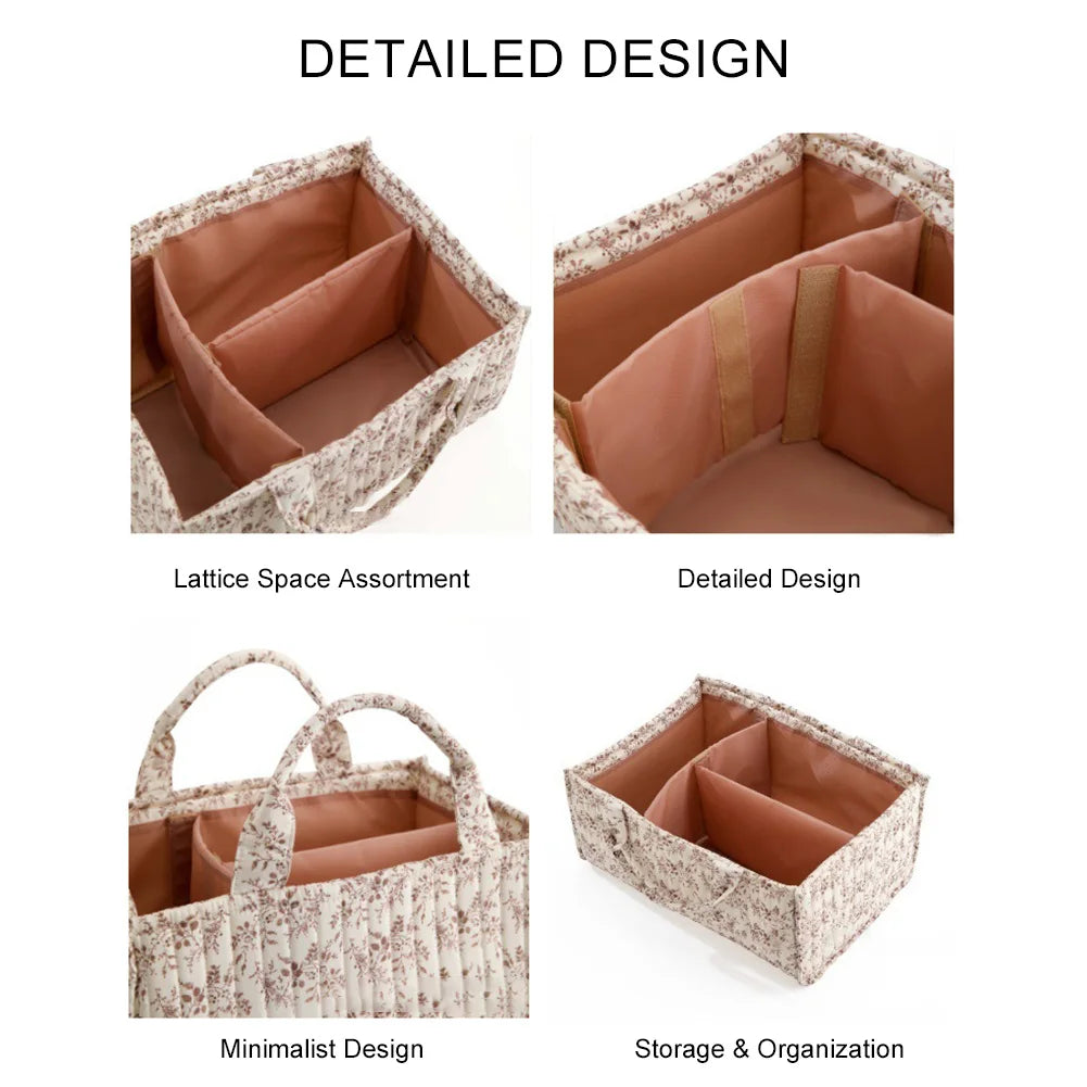 Floral Nursery Storage Basket & Portable Holder Tote Bag