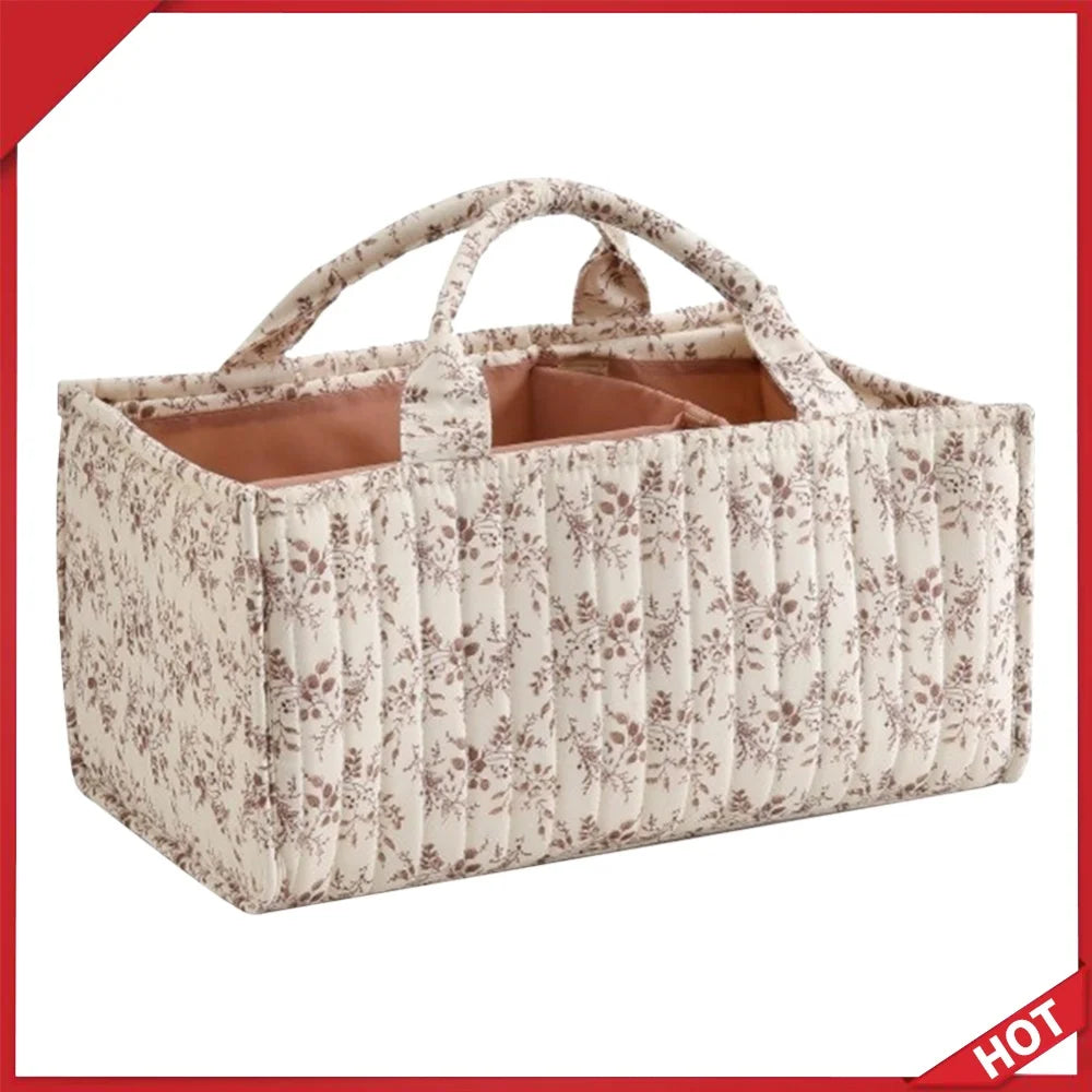 Floral Nursery Storage Basket & Portable Holder Tote Bag
