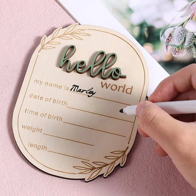 Hello World Newborn Sign Baby Birth Announcement Sign For Hospital
