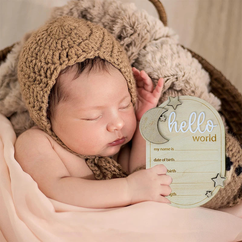 Hello World Newborn Sign Baby Birth Announcement Sign For Hospital