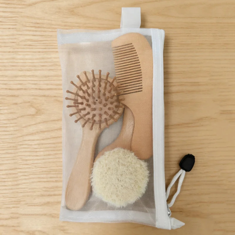 Newborn scalp cleaning soft brush, beechwood comb, air cushion comb, nail clipper, cutter