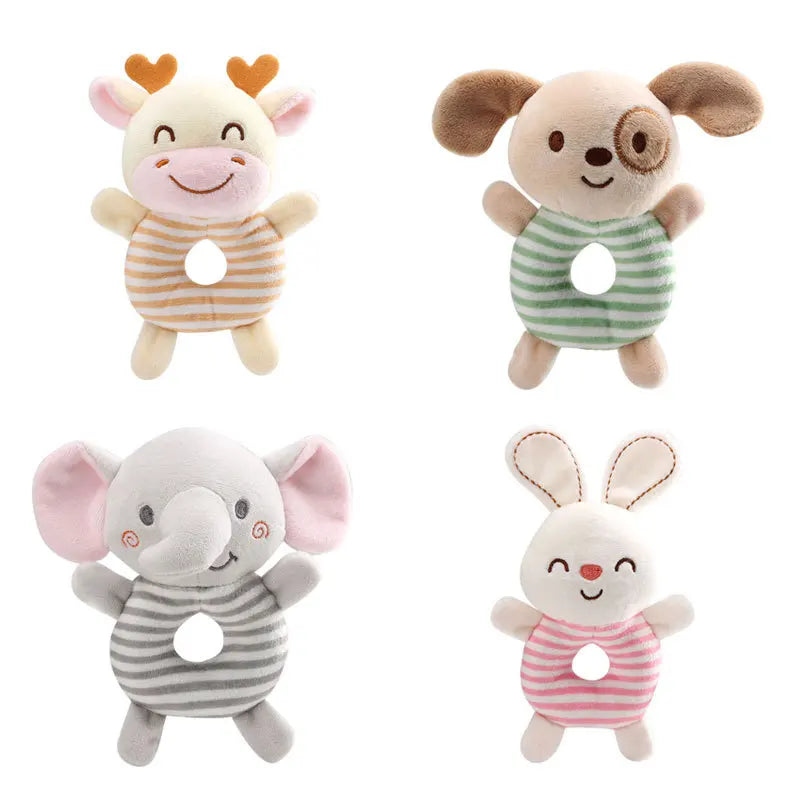 Baby Rattle Toys Cartoon Animals Plush Infant Hand for Newborn 0-24 Months