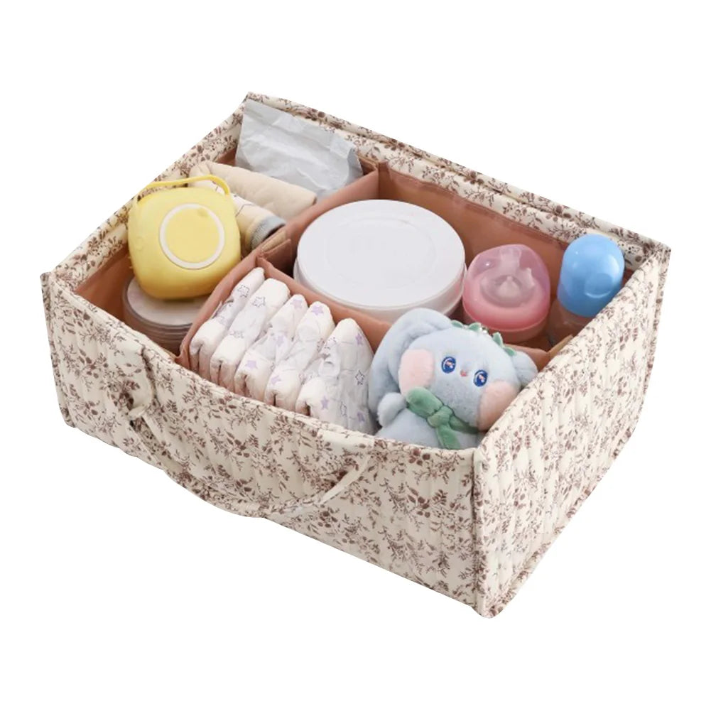 Floral Nursery Storage Basket & Portable Holder Tote Bag