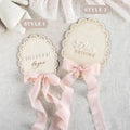 Ribbon Bow Scalloped Hospital Birth Plaque