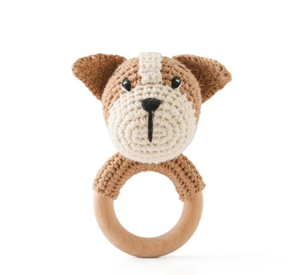 Crochet Animal Bear Rattle Toy Soother