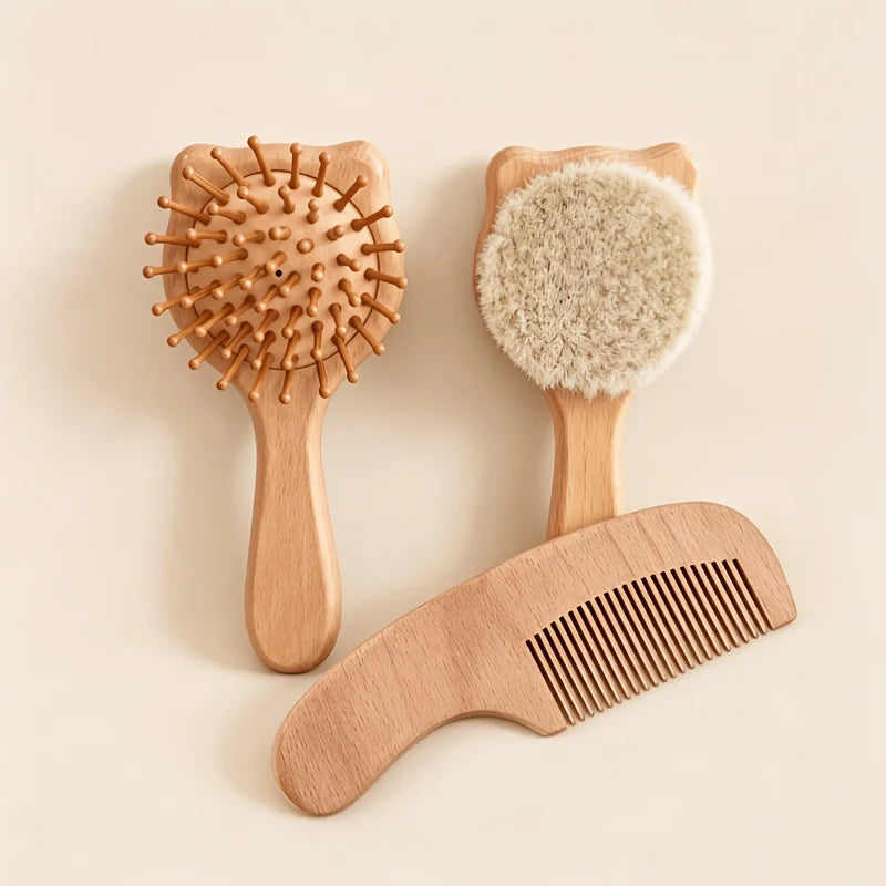 Newborn scalp cleaning soft brush, beechwood comb, air cushion comb, nail clipper, cutter
