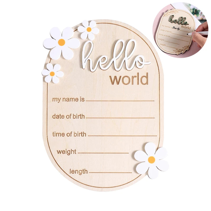 Hello World Newborn Sign Baby Birth Announcement Sign For Hospital