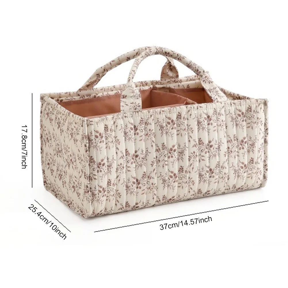 Floral Nursery Storage Basket & Portable Holder Tote Bag