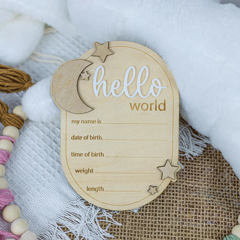 Hello World Newborn Sign Baby Birth Announcement Sign For Hospital