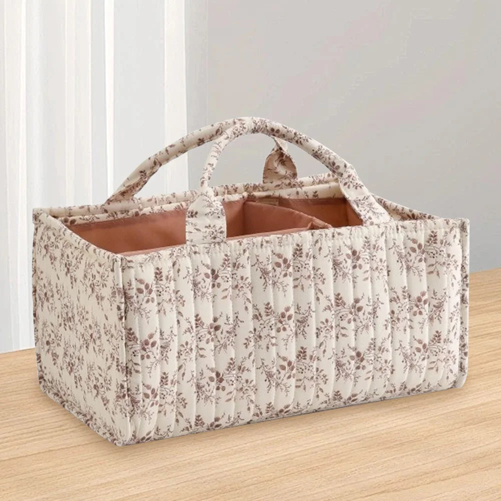 Floral Nursery Storage Basket & Portable Holder Tote Bag