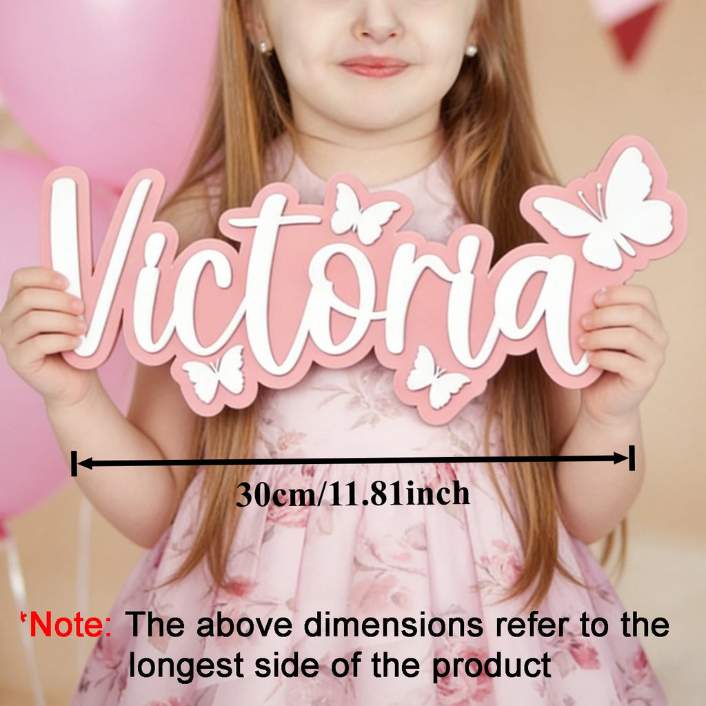 Wooden surname brand with butterfly pattern