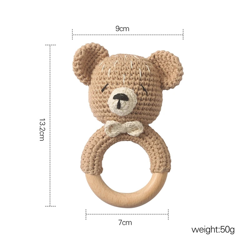 Crochet Animal Bear Rattle Toy Soother