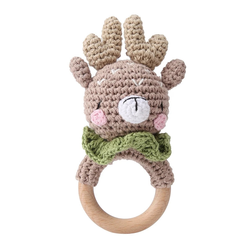Crochet Animal Bear Rattle Toy Soother