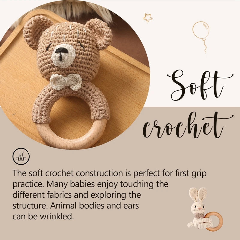 Crochet Animal Bear Rattle Toy Soother