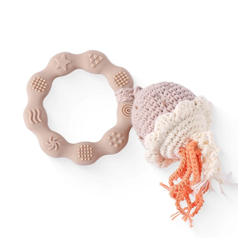 Crochet Animal Bear Rattle Toy Soother