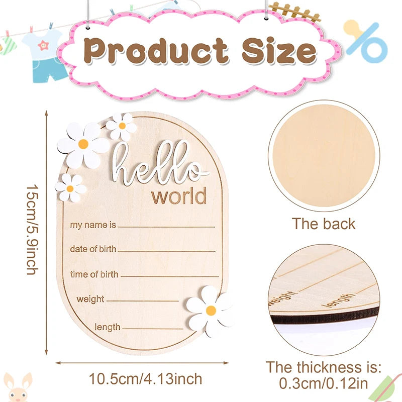 Hello World Newborn Sign Baby Birth Announcement Sign For Hospital