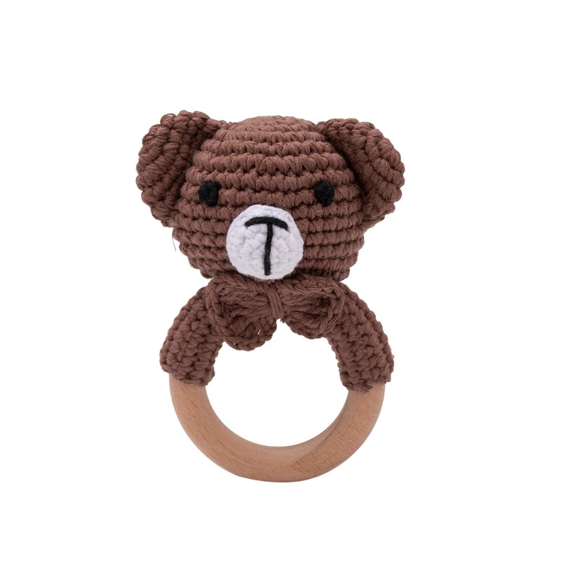 Crochet Animal Bear Rattle Toy Soother